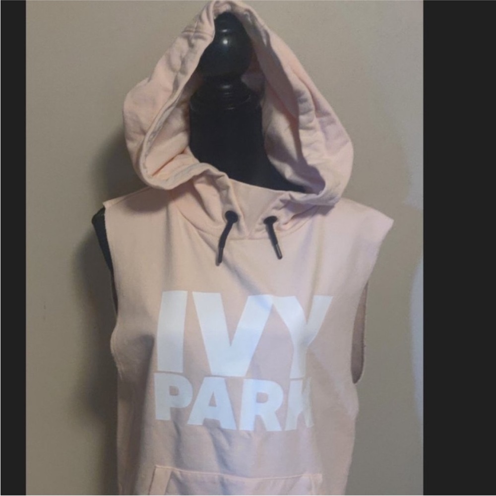 IVY PARK Sleeveless Hooded Tank in Pale Pink with White Logo